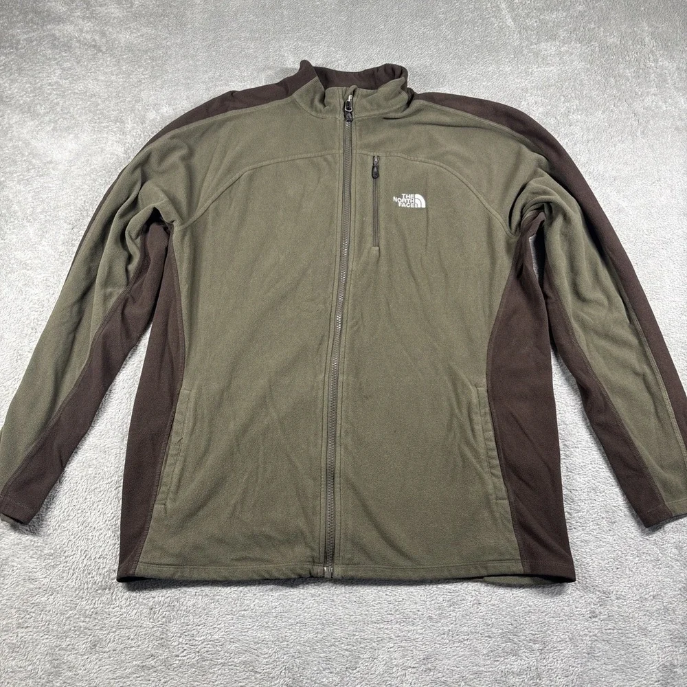 Vintage The North Face Men's‎ TKE 100 Full-Zip Fleece Jacket Green/Brown Large